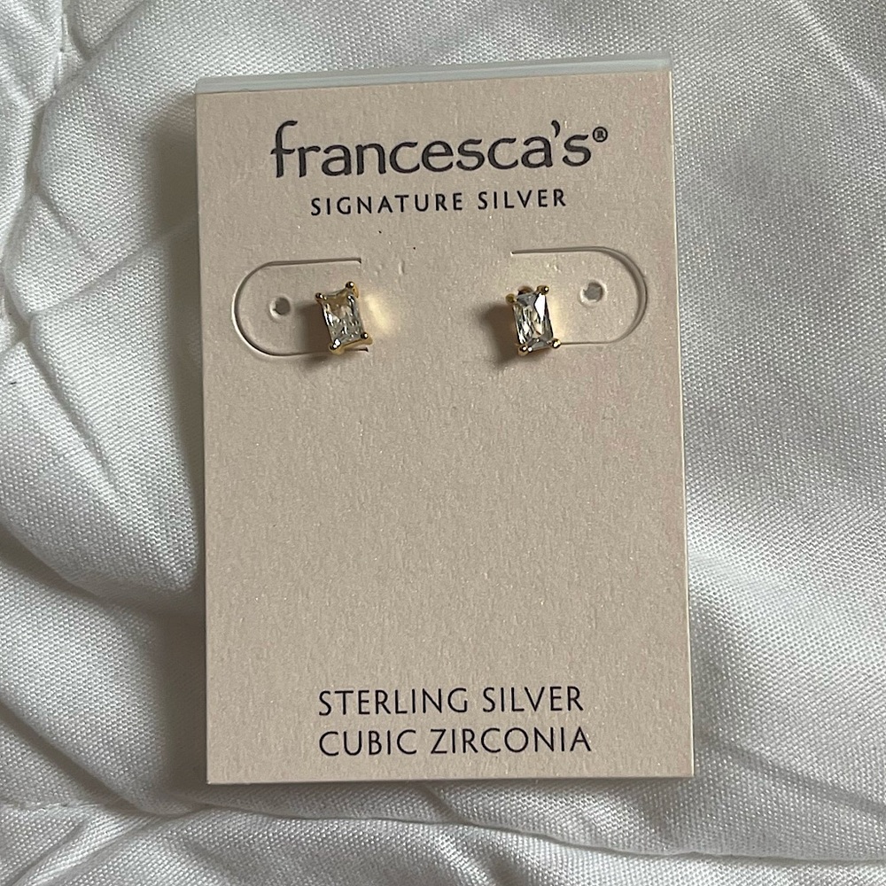 Cubic Zirconia Diamond Studs - Sterling Silver